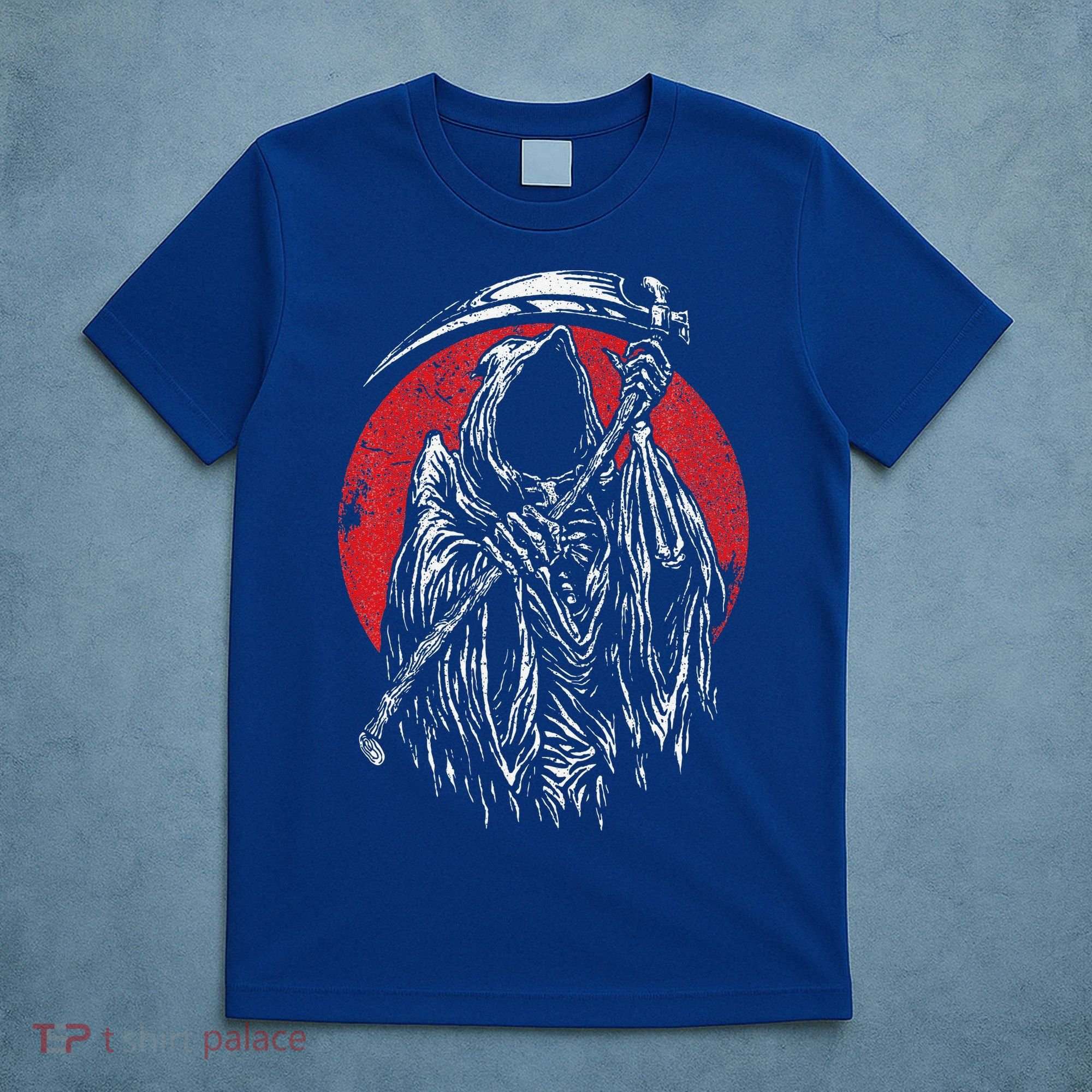 The Grim Reaper Skeleton Skull Death Scythe Grunge Horror T-Shirt