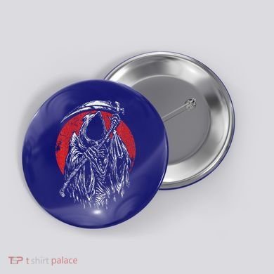 The Grim Reaper Skeleton Skull Death Scythe Grunge Horror Button