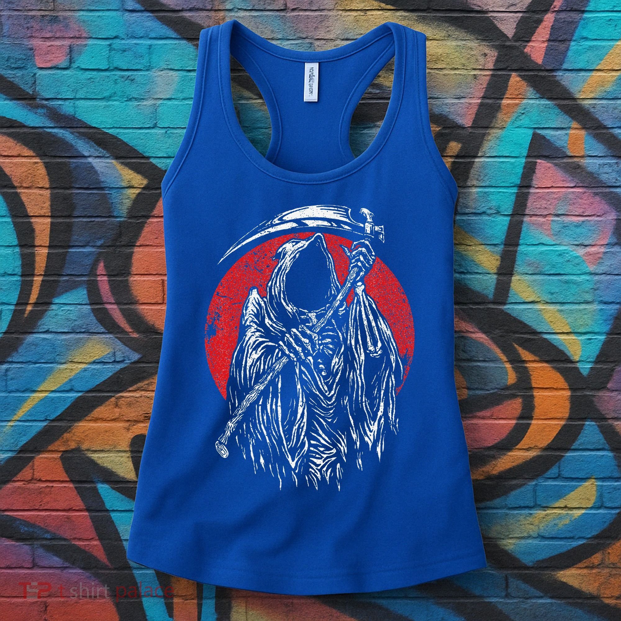The Grim Reaper Skeleton Skull Death Scythe Grunge Horror Women's Tank Top