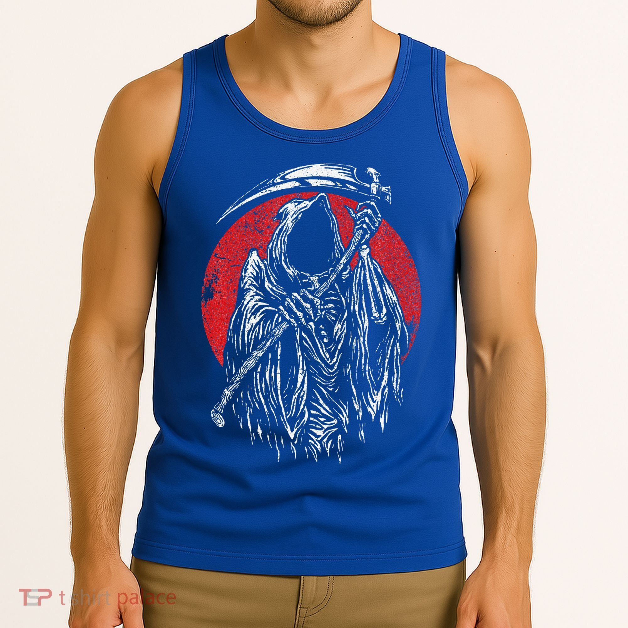 The Grim Reaper Skeleton Skull Death Scythe Grunge Horror Tank Top