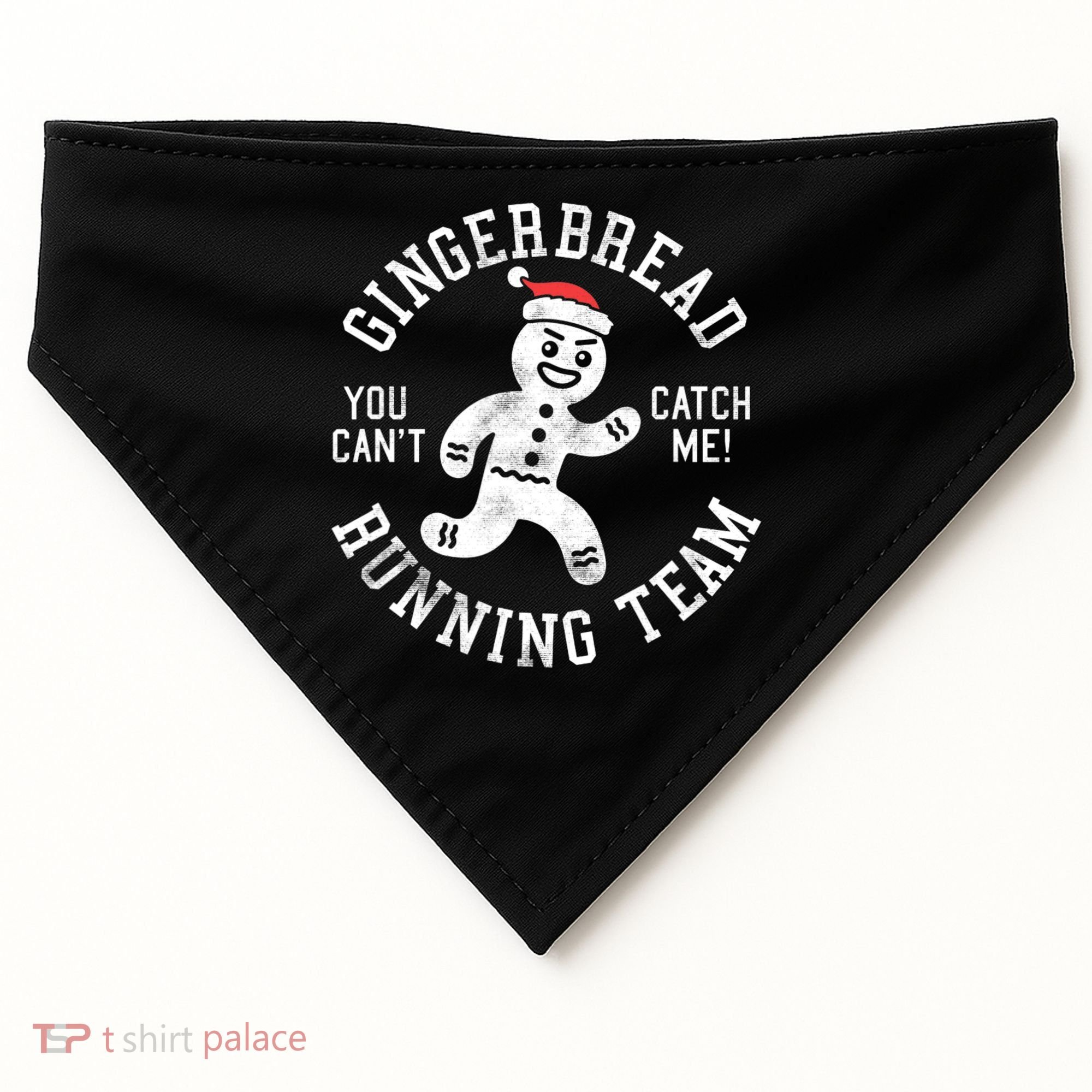 Trendy Gingerbread Running Team Christmas Humor USA-Made Doggie Bandana