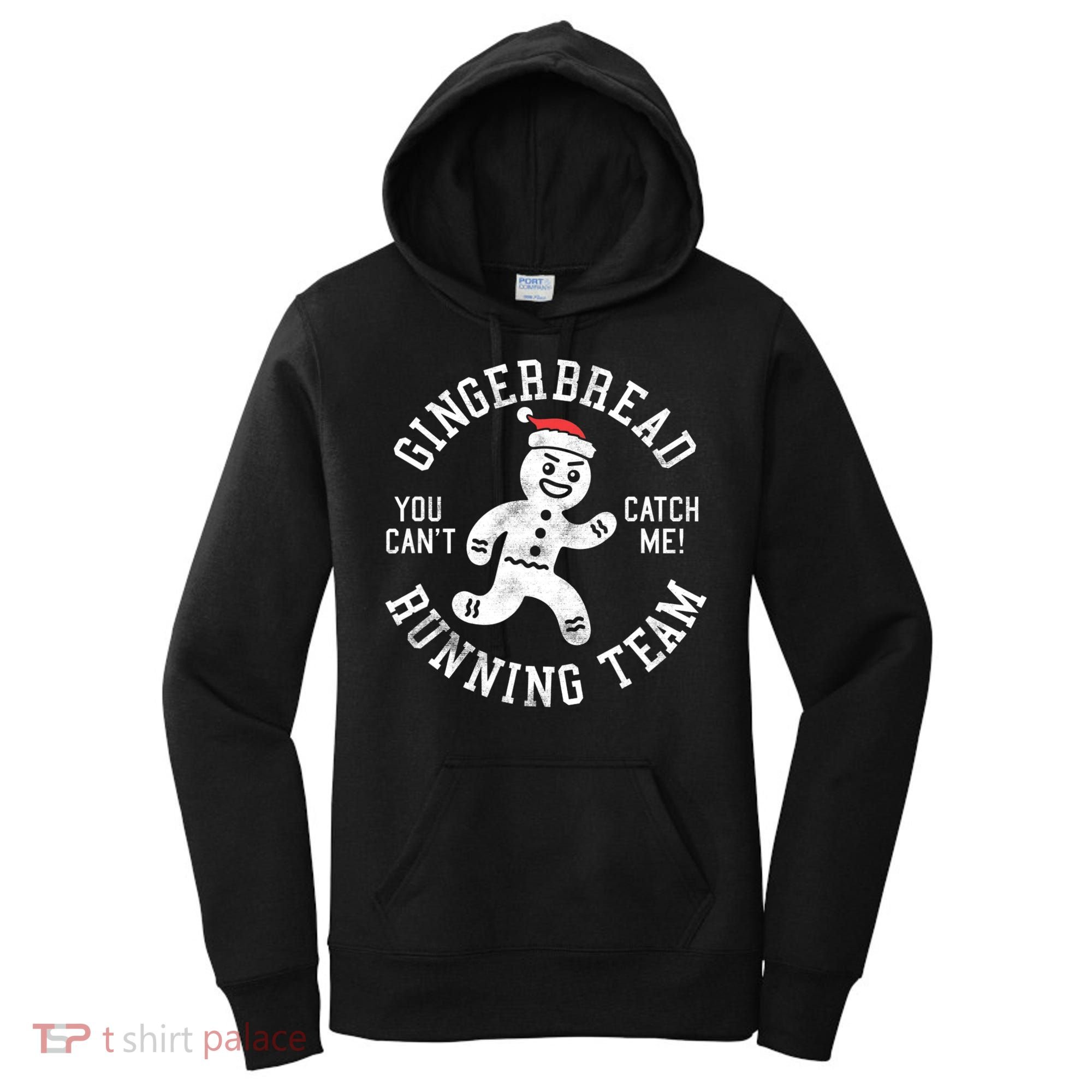 Trendy Gingerbread Running Team Christmas Humor Women's Hoodie