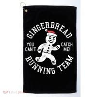 Trendy Gingerbread Running Team Christmas Humor Golf Towel thumb 0