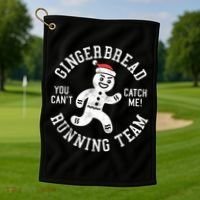Trendy Gingerbread Running Team Christmas Humor Golf Towel thumb 1