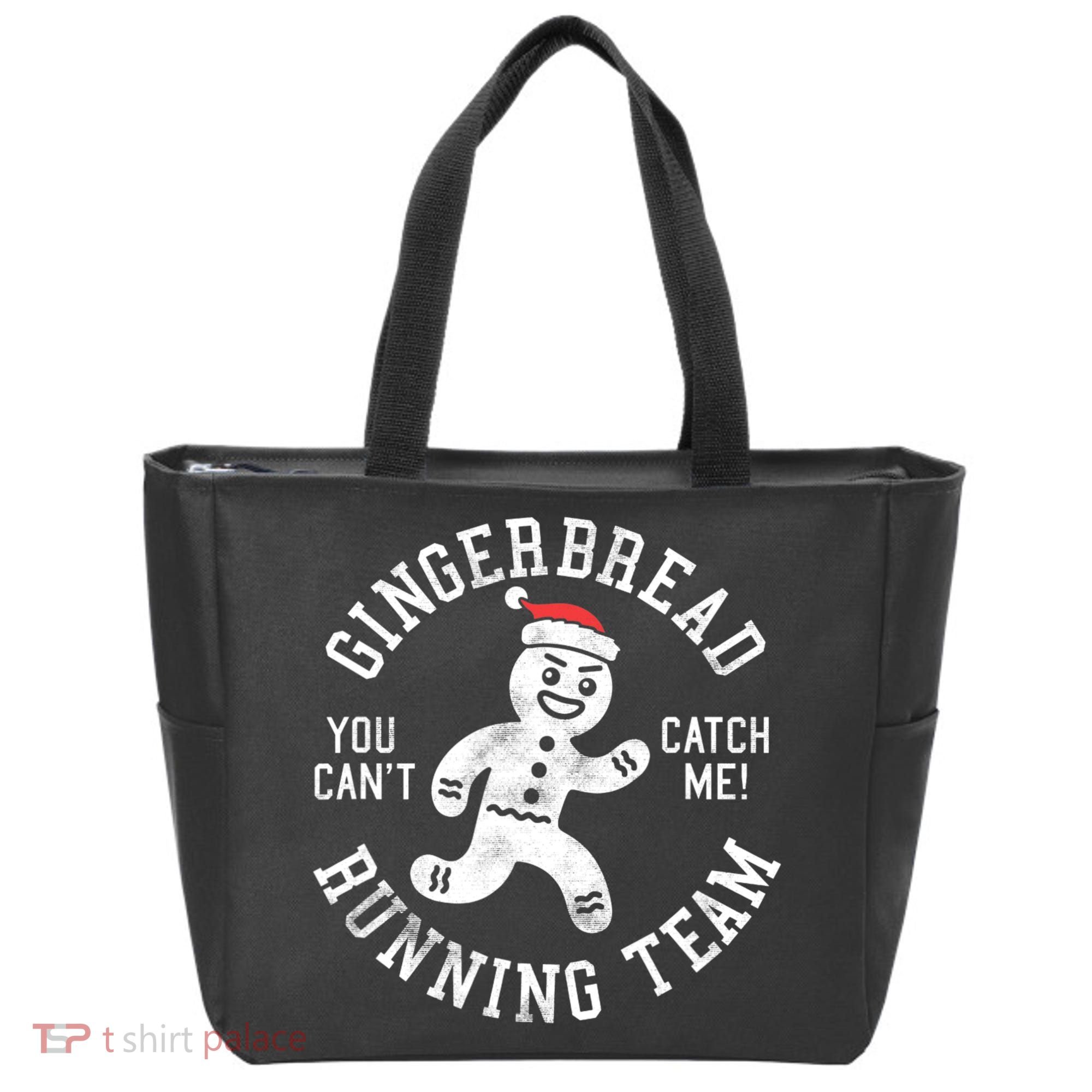 Trendy Gingerbread Running Team Christmas Humor Tote Bag