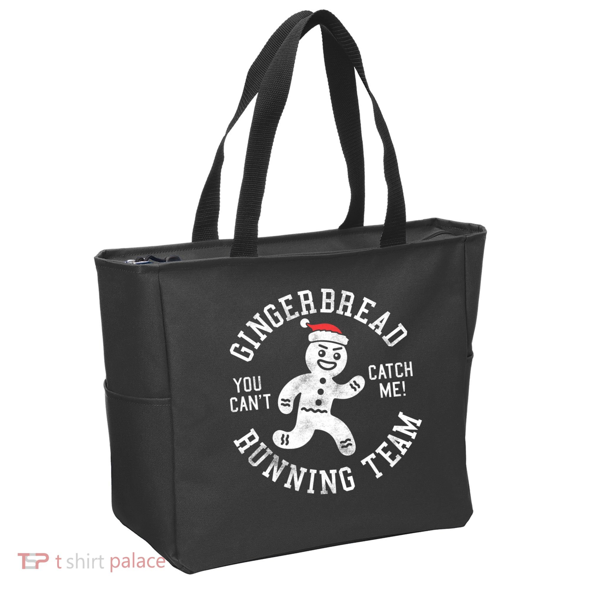 Trendy Gingerbread Running Team Christmas Humor Tote Bag