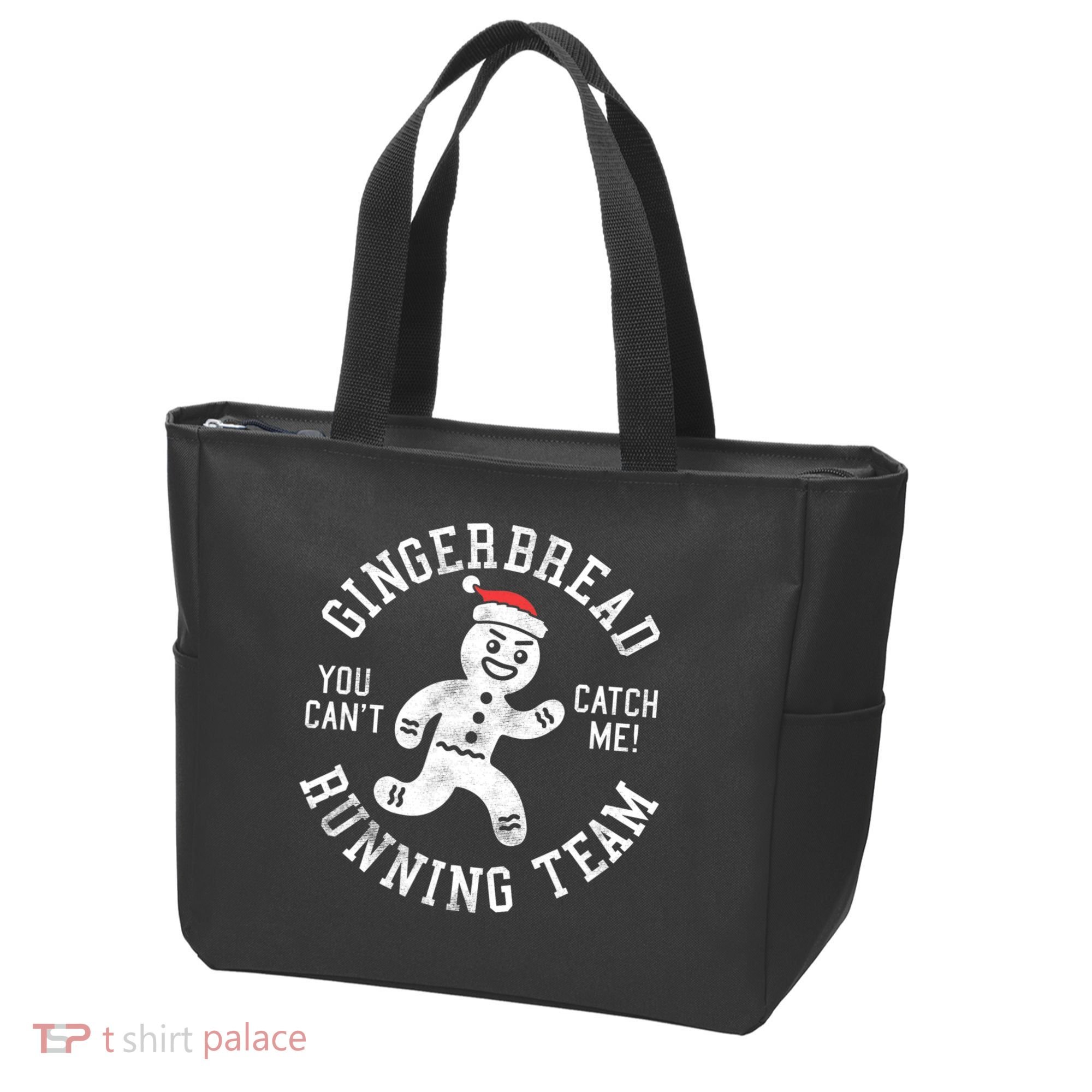 Trendy Gingerbread Running Team Christmas Humor Tote Bag
