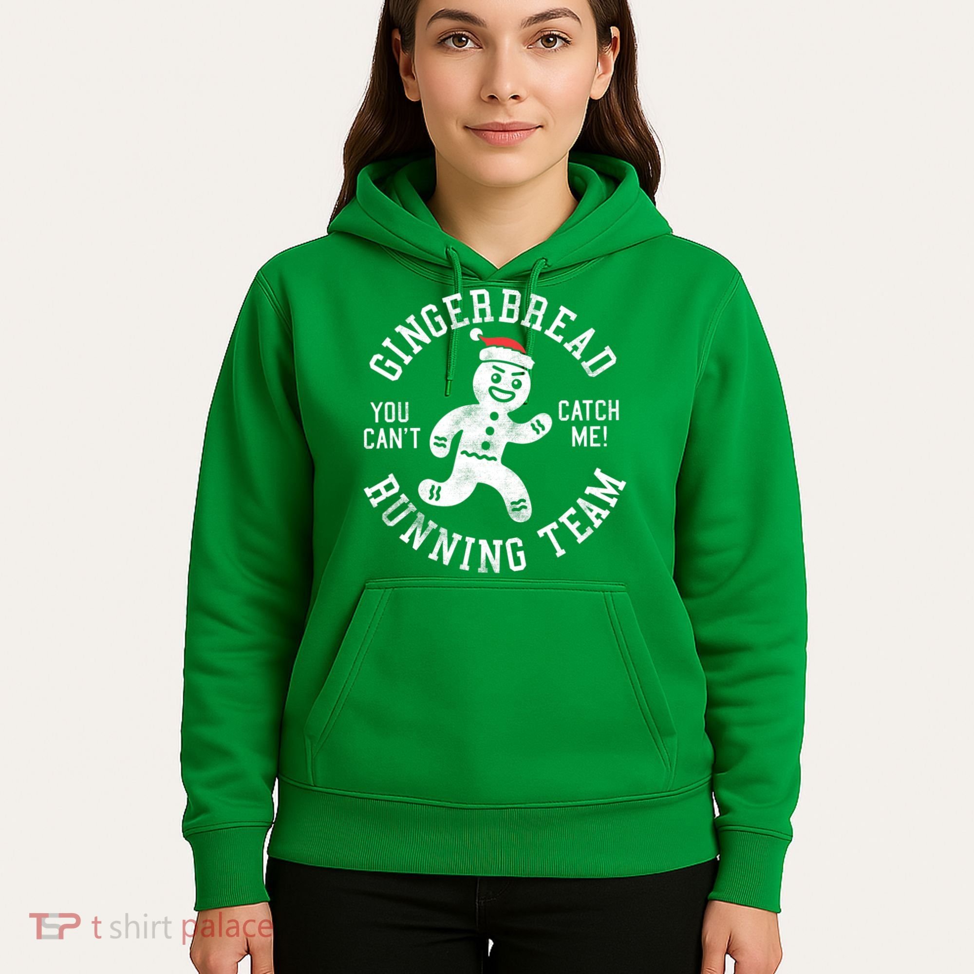 Trendy Gingerbread Running Team Christmas Humor Hoodie