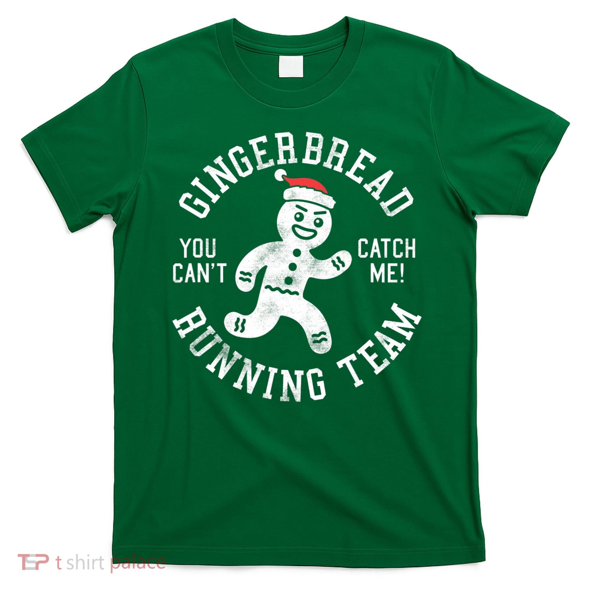 Trendy Gingerbread Running Team Christmas Humor T-Shirt