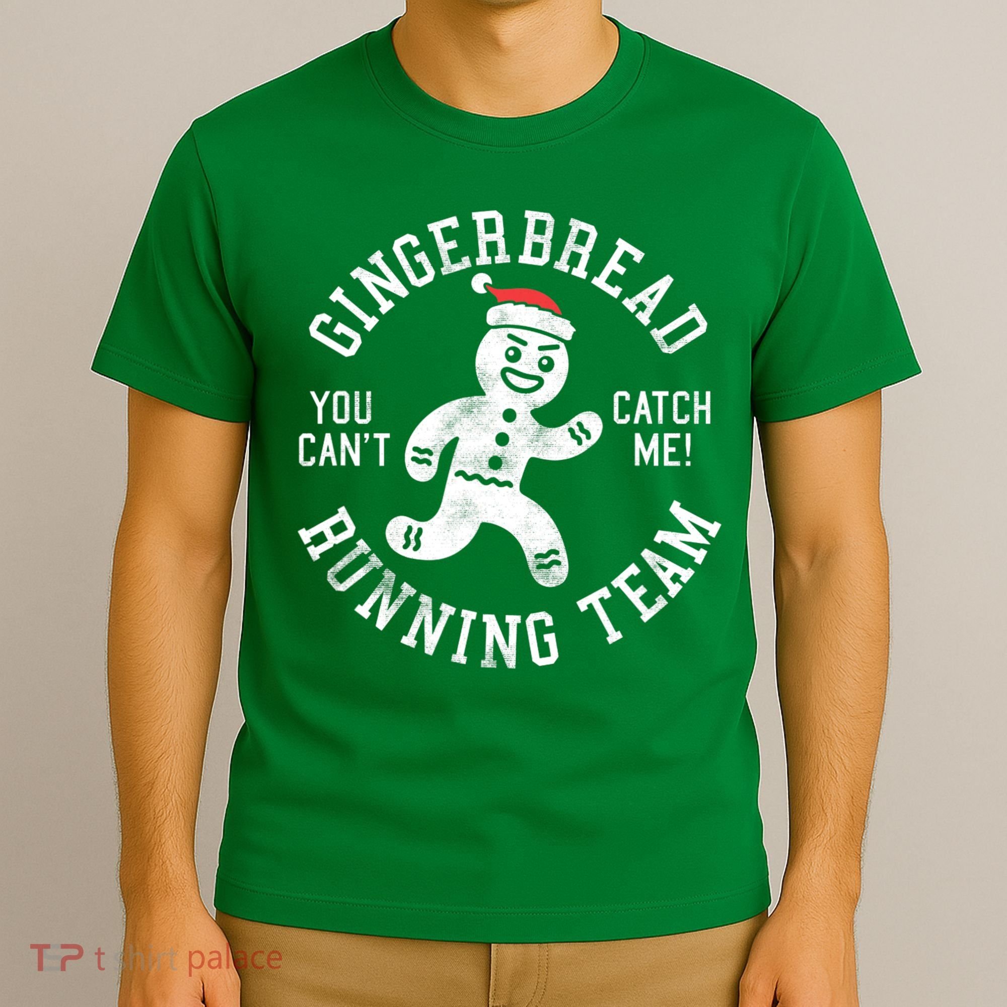 Trendy Gingerbread Running Team Christmas Humor T-Shirt