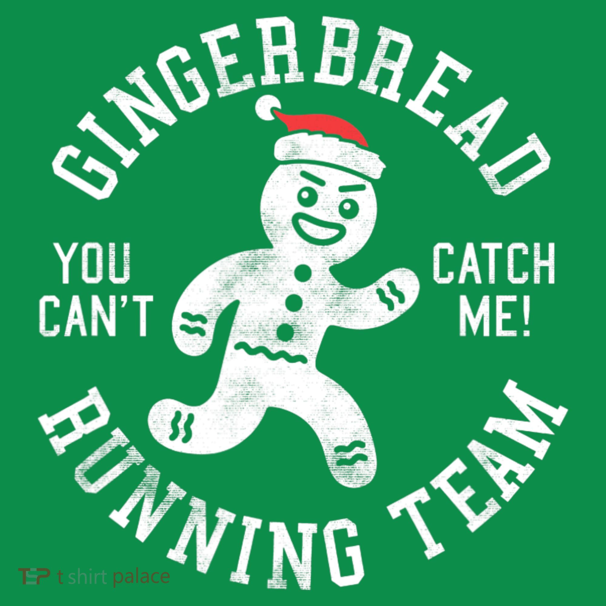 Trendy Gingerbread Running Team Christmas Humor T-Shirt