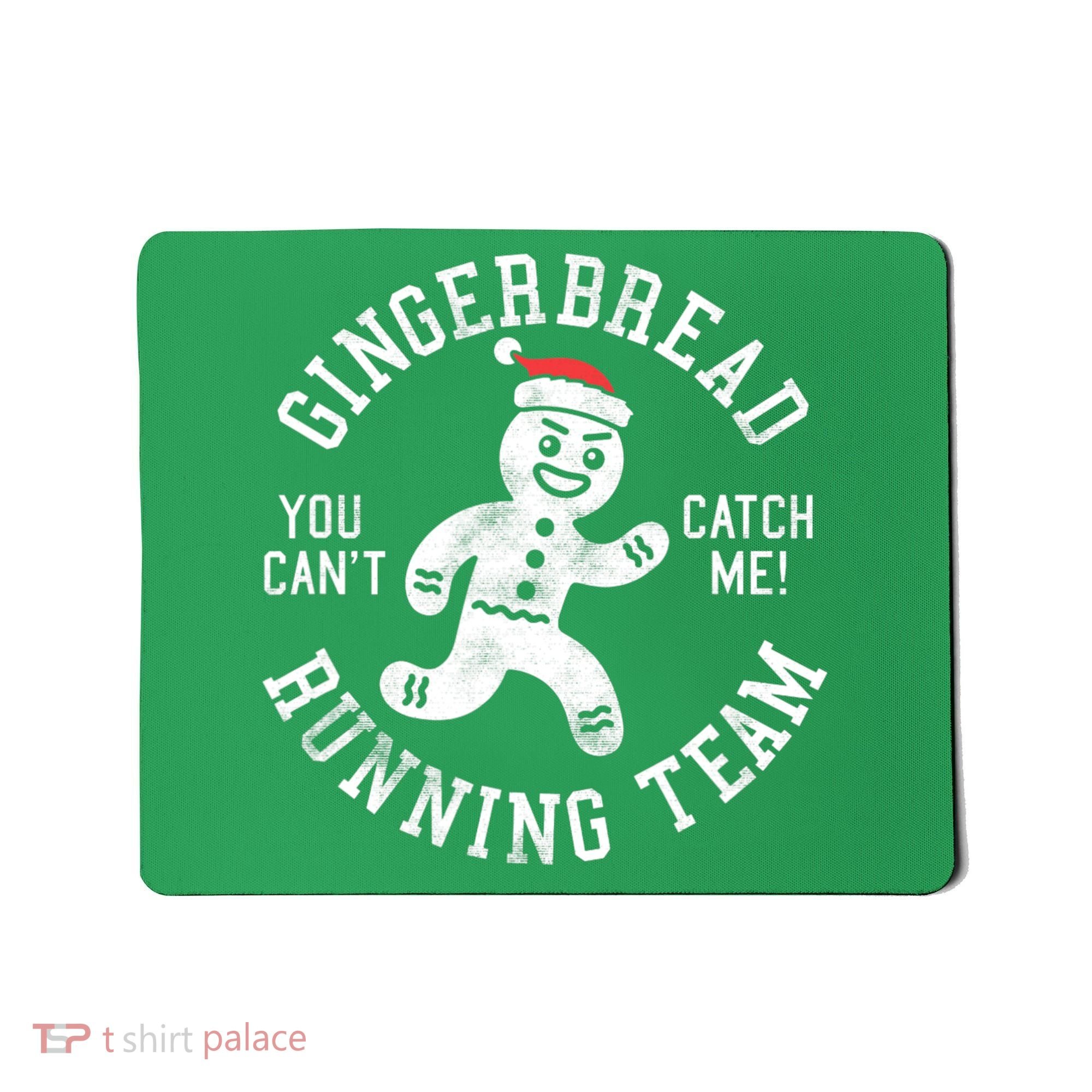 Trendy Gingerbread Running Team Christmas Humor Mousepad