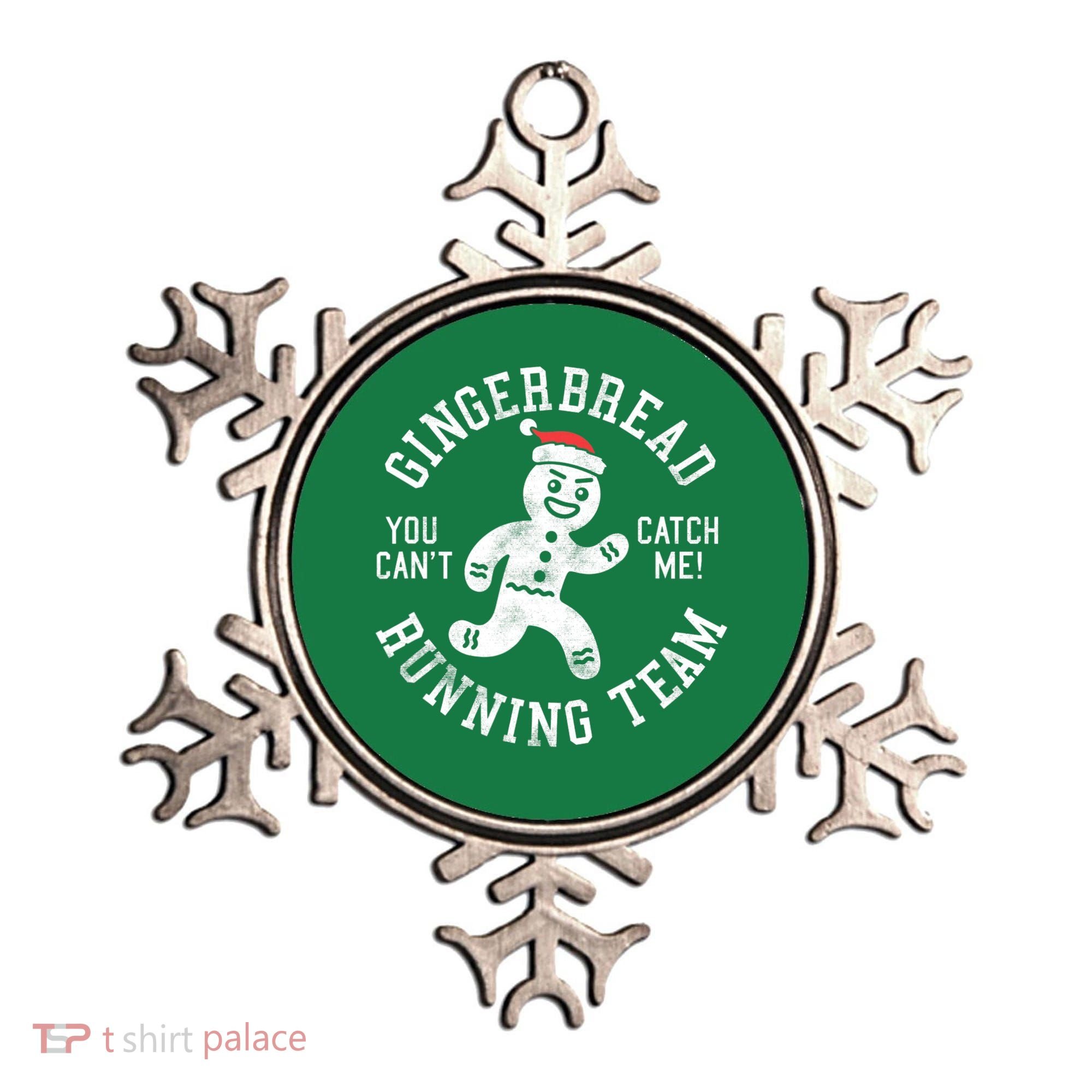 Trendy Gingerbread Running Team Christmas Humor Ornament