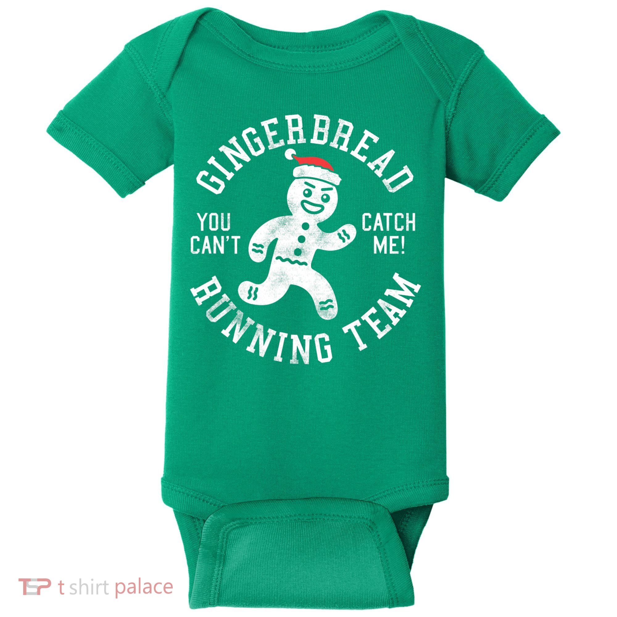 Trendy Gingerbread Running Team Christmas Humor Baby Bodysuit