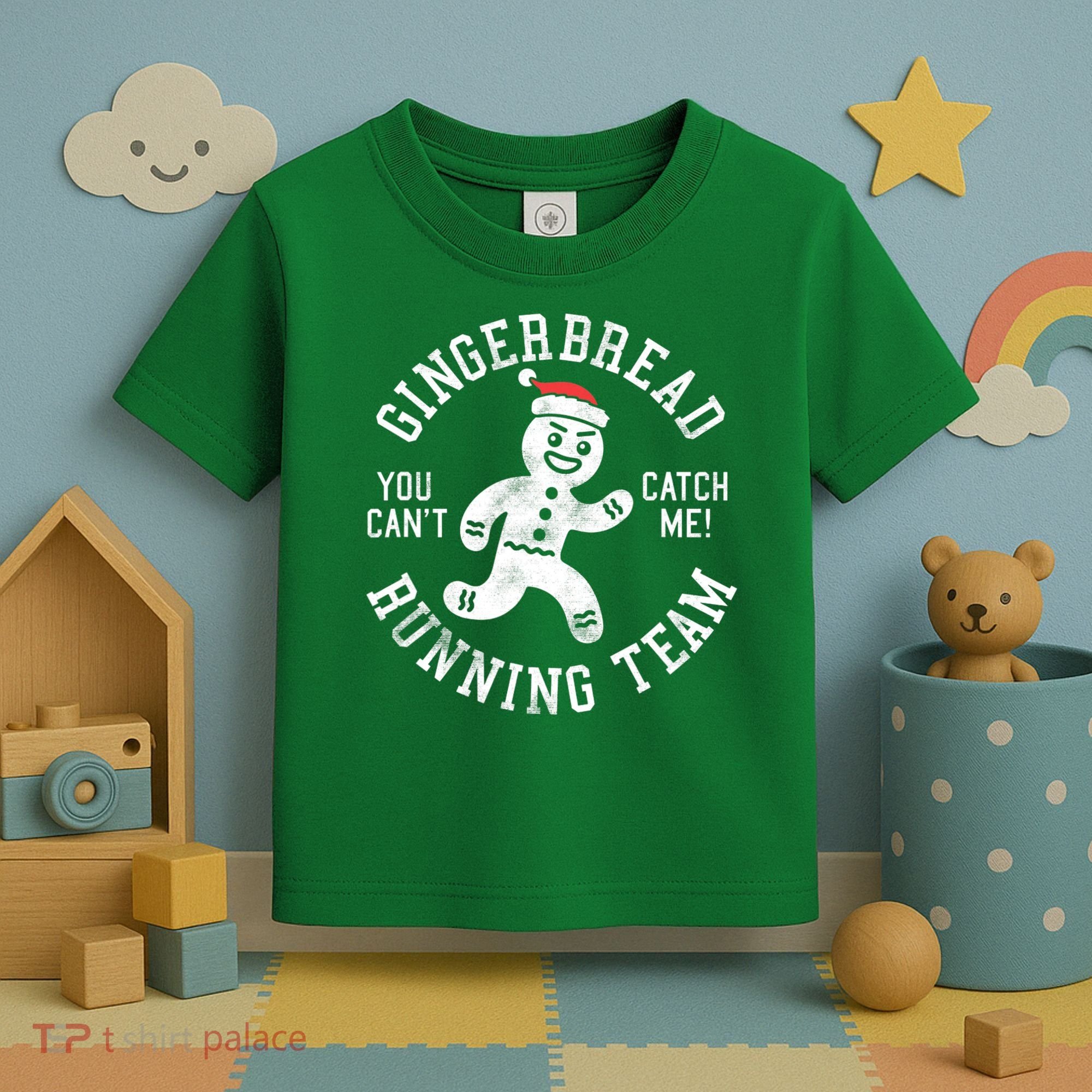 Trendy Gingerbread Running Team Christmas Humor Toddler T-Shirt