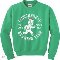 Trendy Gingerbread Running Team Christmas Humor Kids Sweatshirt thumb 0