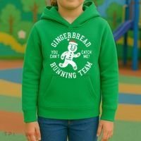 Trendy Gingerbread Running Team Christmas Humor Kids Hoodie thumb 3