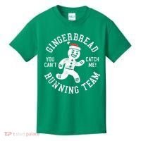 Trendy Gingerbread Running Team Christmas Humor Kids T-Shirt thumb 0