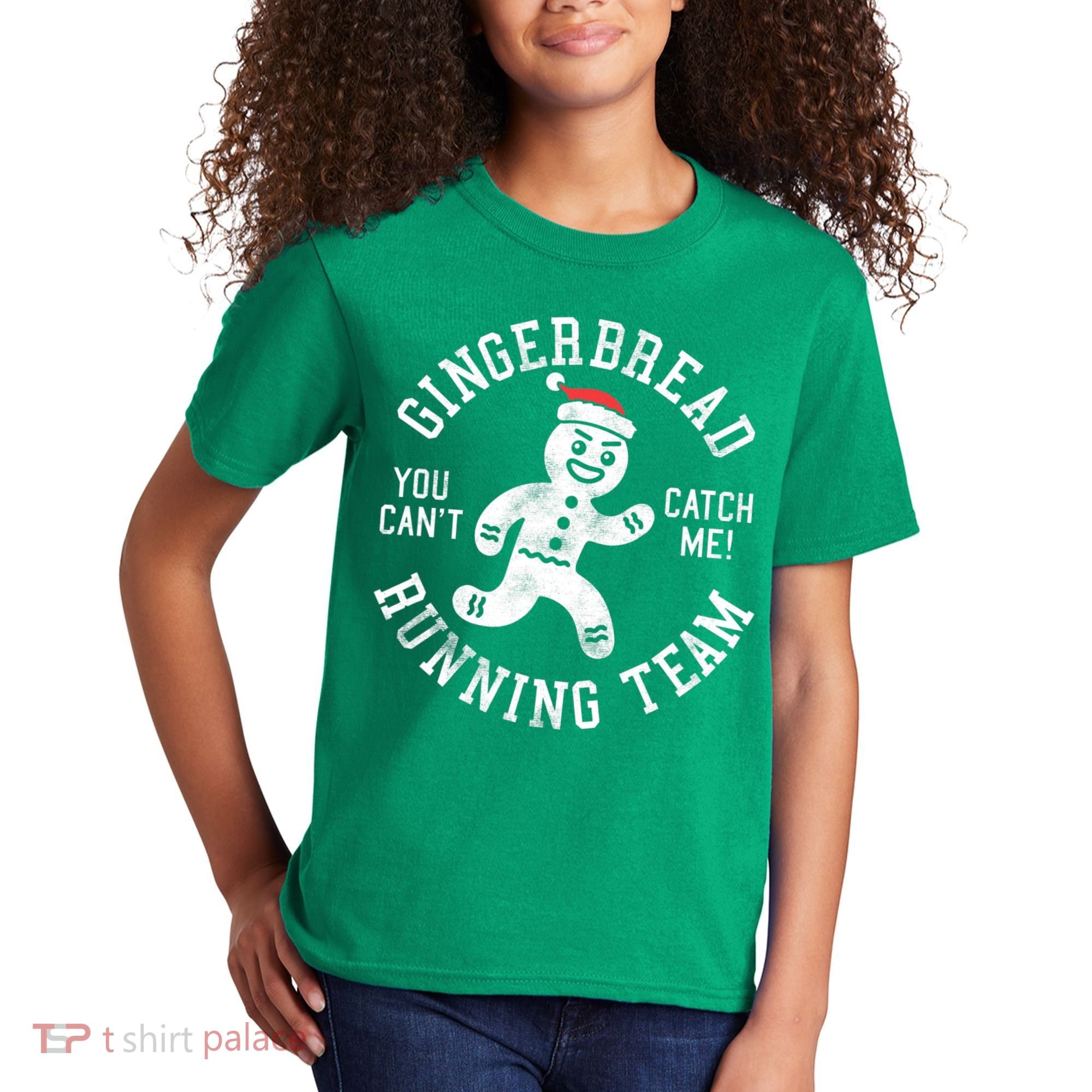 Trendy Gingerbread Running Team Christmas Humor Kids T-Shirt