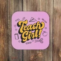 Teach Girl Retro Cute Gift For Teacher Coaster thumb 0