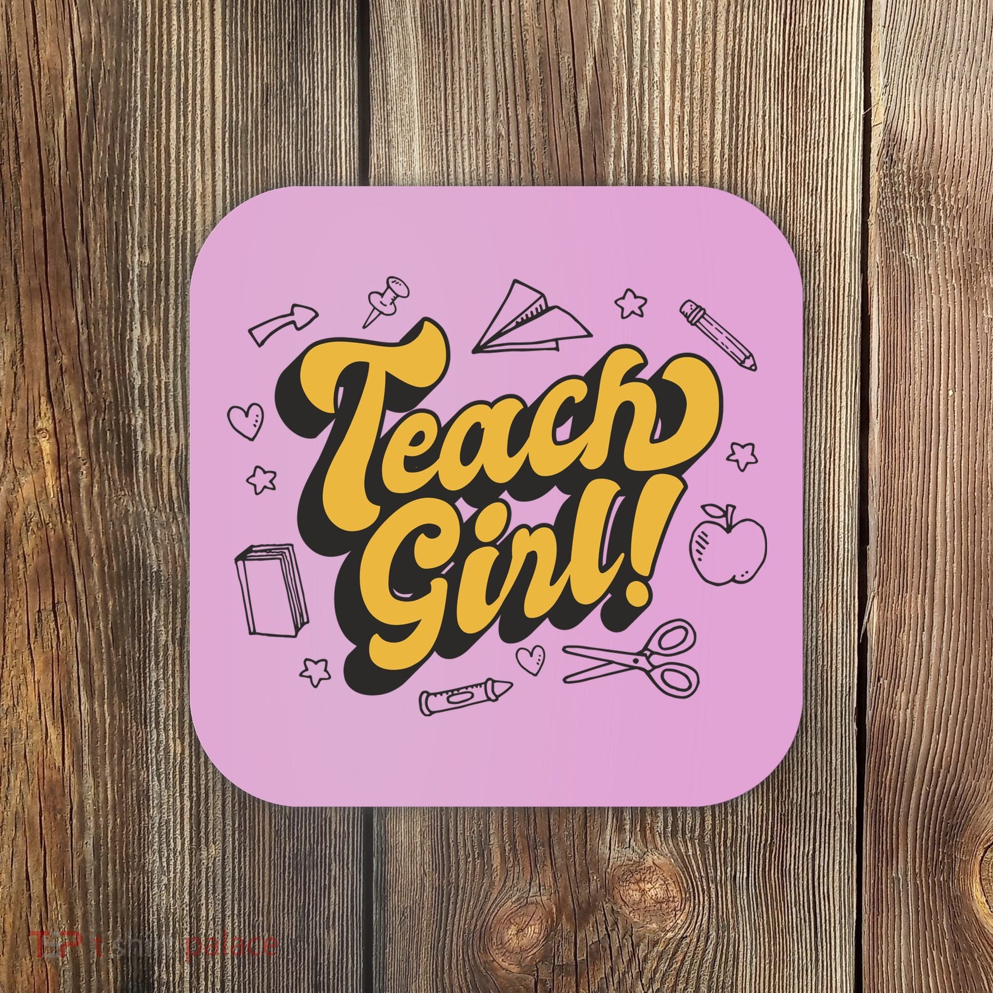 Teach Girl Retro Cute Gift For Teacher Coaster