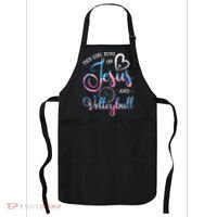 This Girl Runs On Jesus And Volleyball Player Christian Gift Apron thumb 0