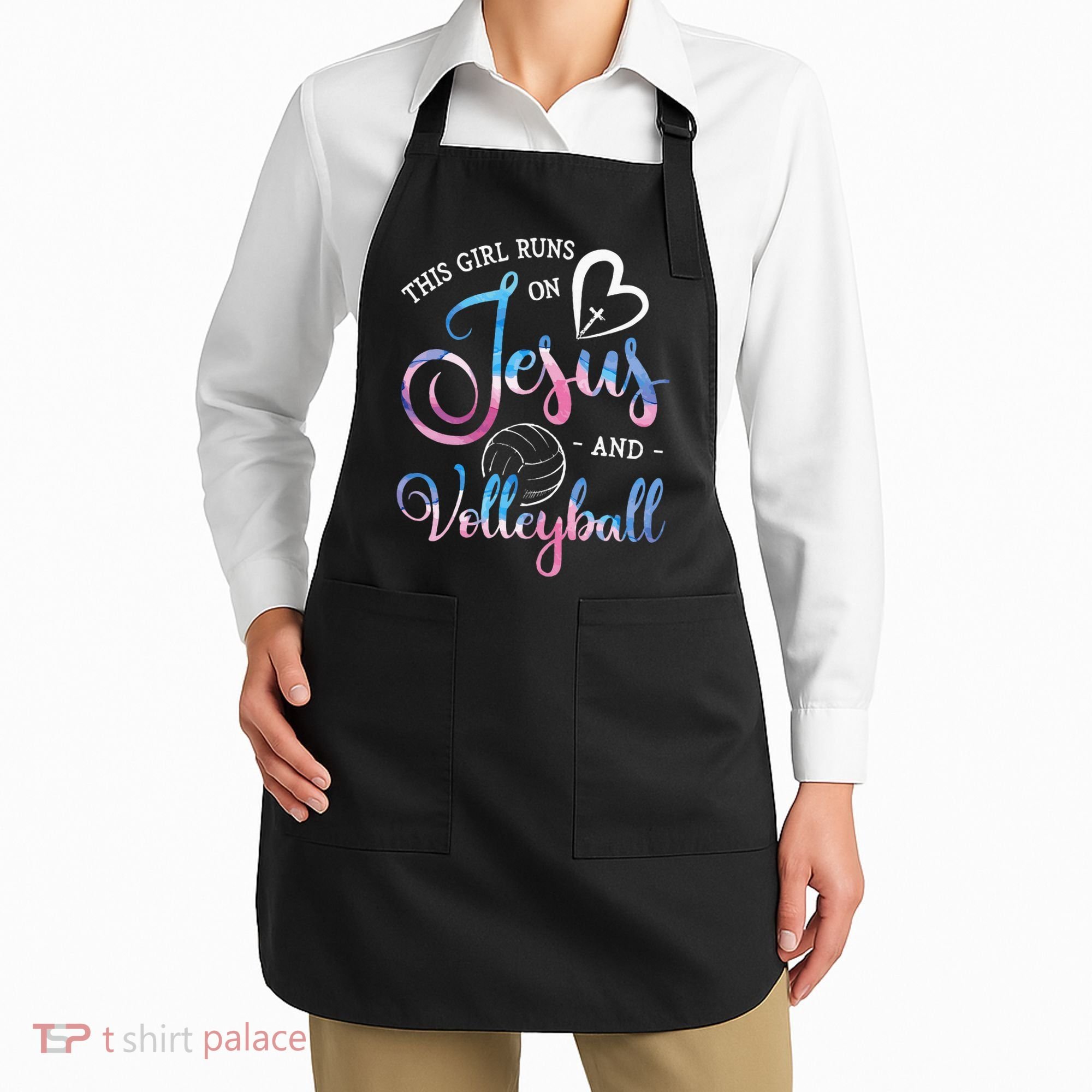 This Girl Runs On Jesus And Volleyball Player Christian Gift Apron