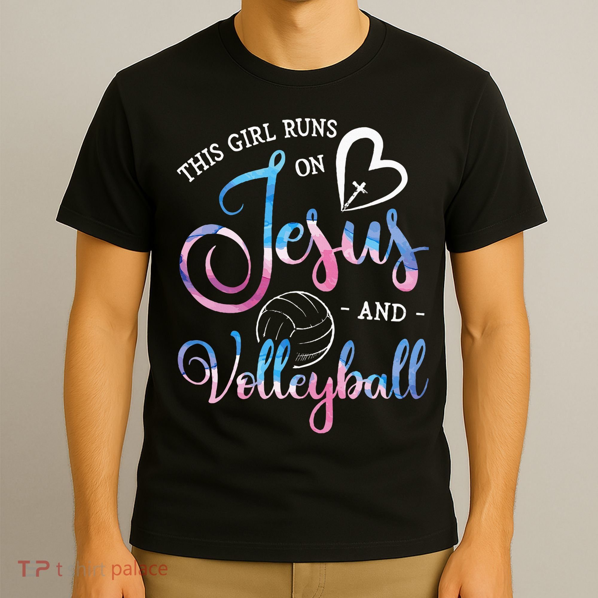 This Girl Runs On Jesus And Volleyball Player Christian Gift T-Shirt