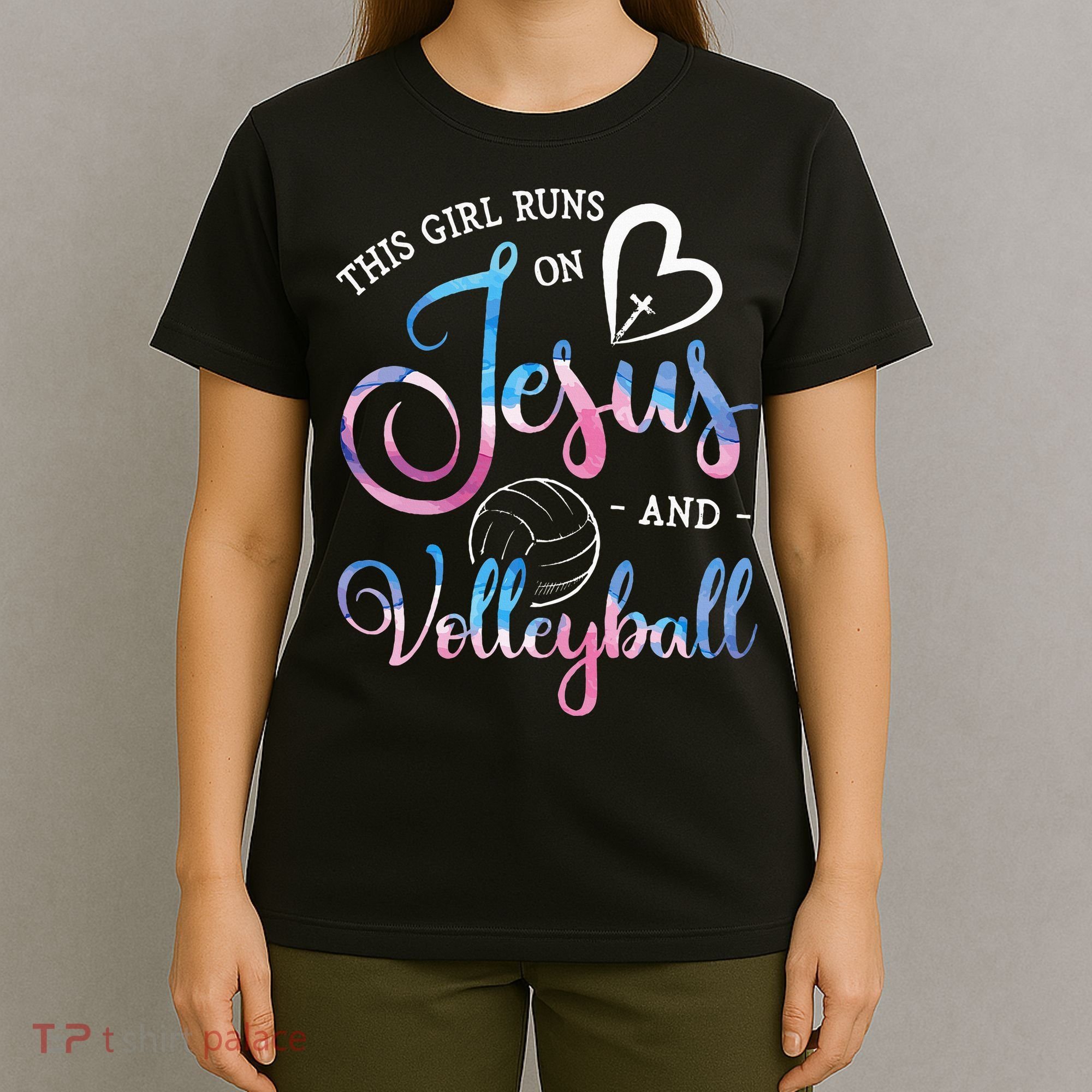 This Girl Runs On Jesus And Volleyball Player Christian Gift T-Shirt