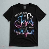 This Girl Runs On Jesus And Volleyball Player Christian Gift T-Shirt thumb 5