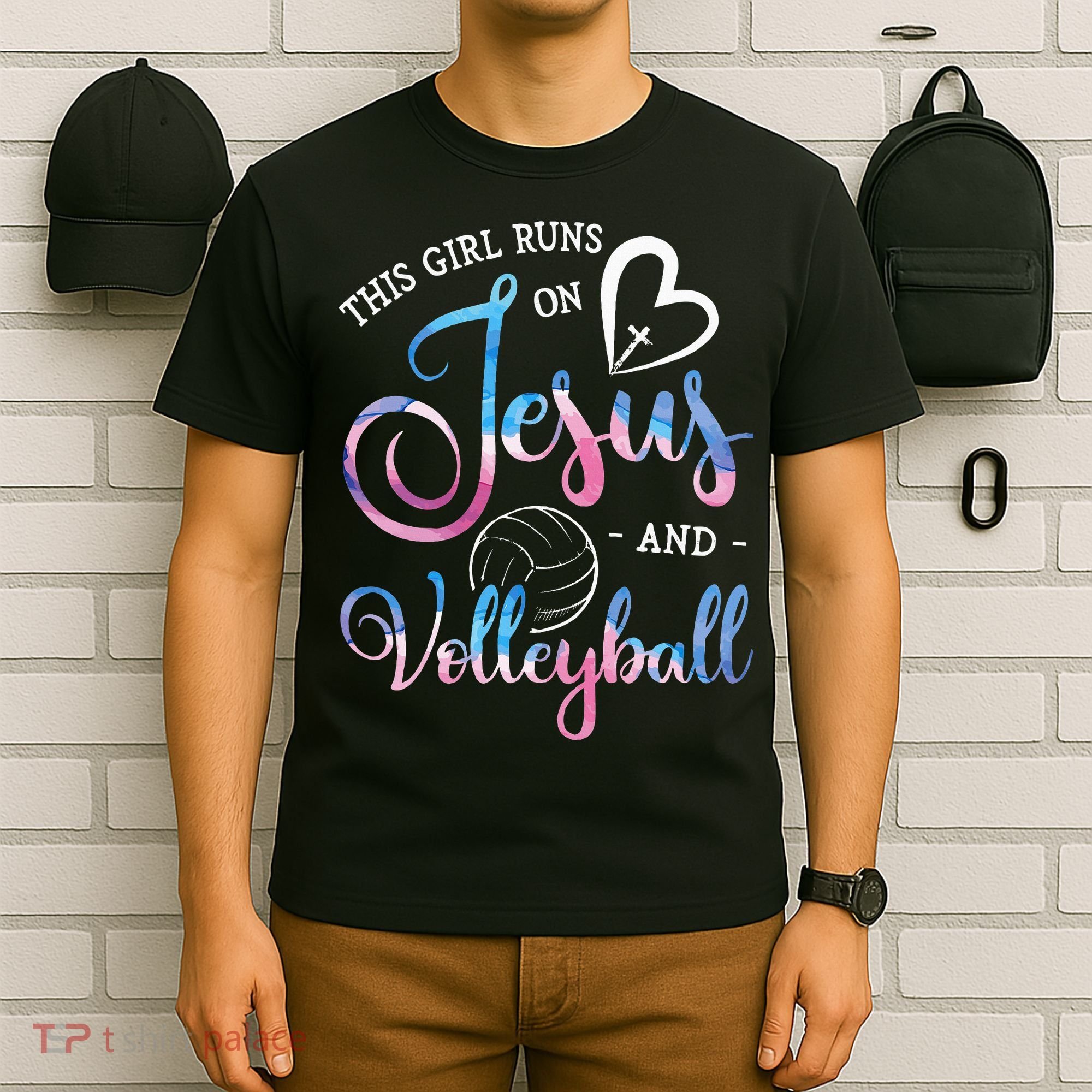 This Girl Runs On Jesus And Volleyball Player Christian Gift T-Shirt