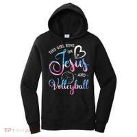 This Girl Runs On Jesus And Volleyball Player Christian Gift Women's Hoodie thumb 0