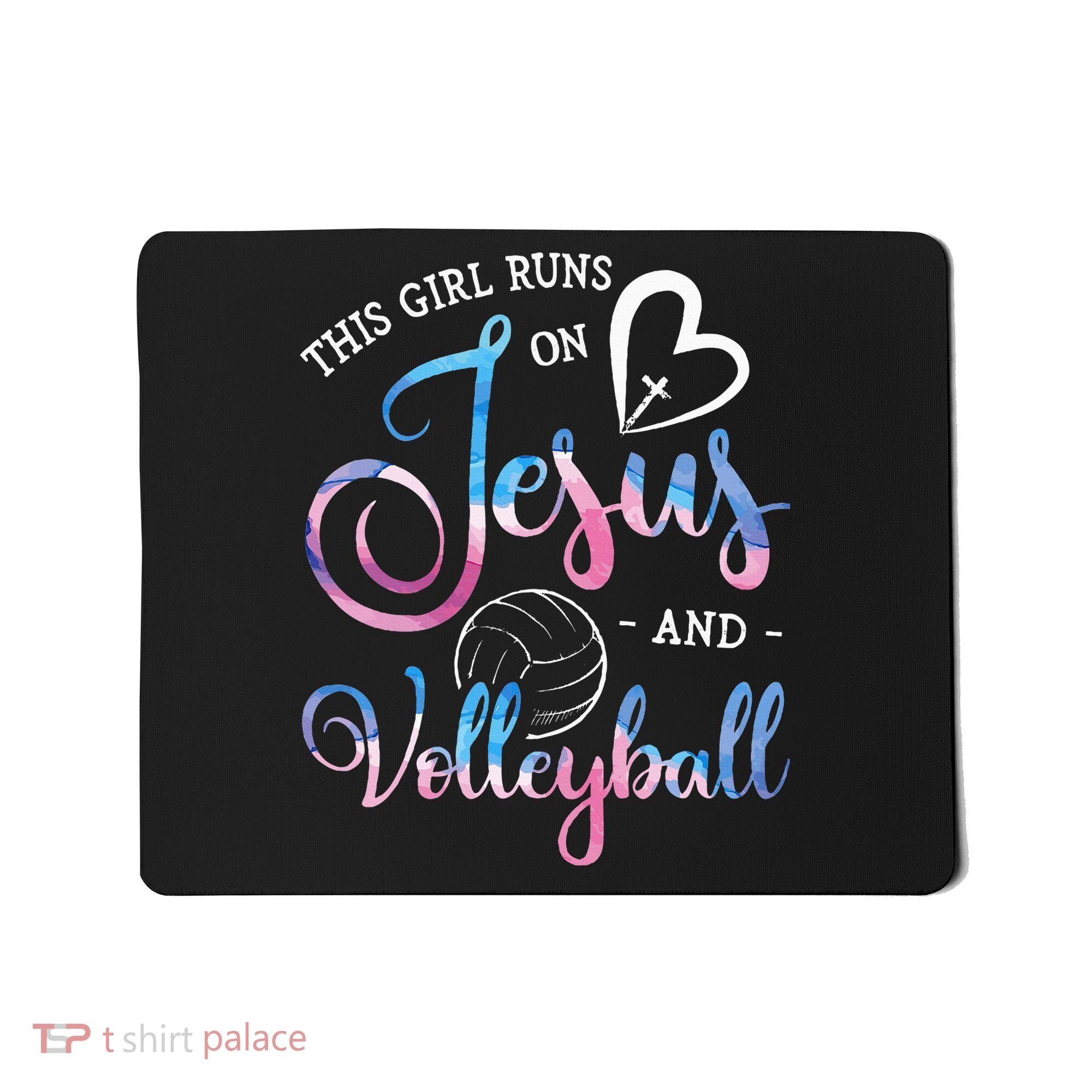 This Girl Runs On Jesus And Volleyball Player Christian Gift Mousepad