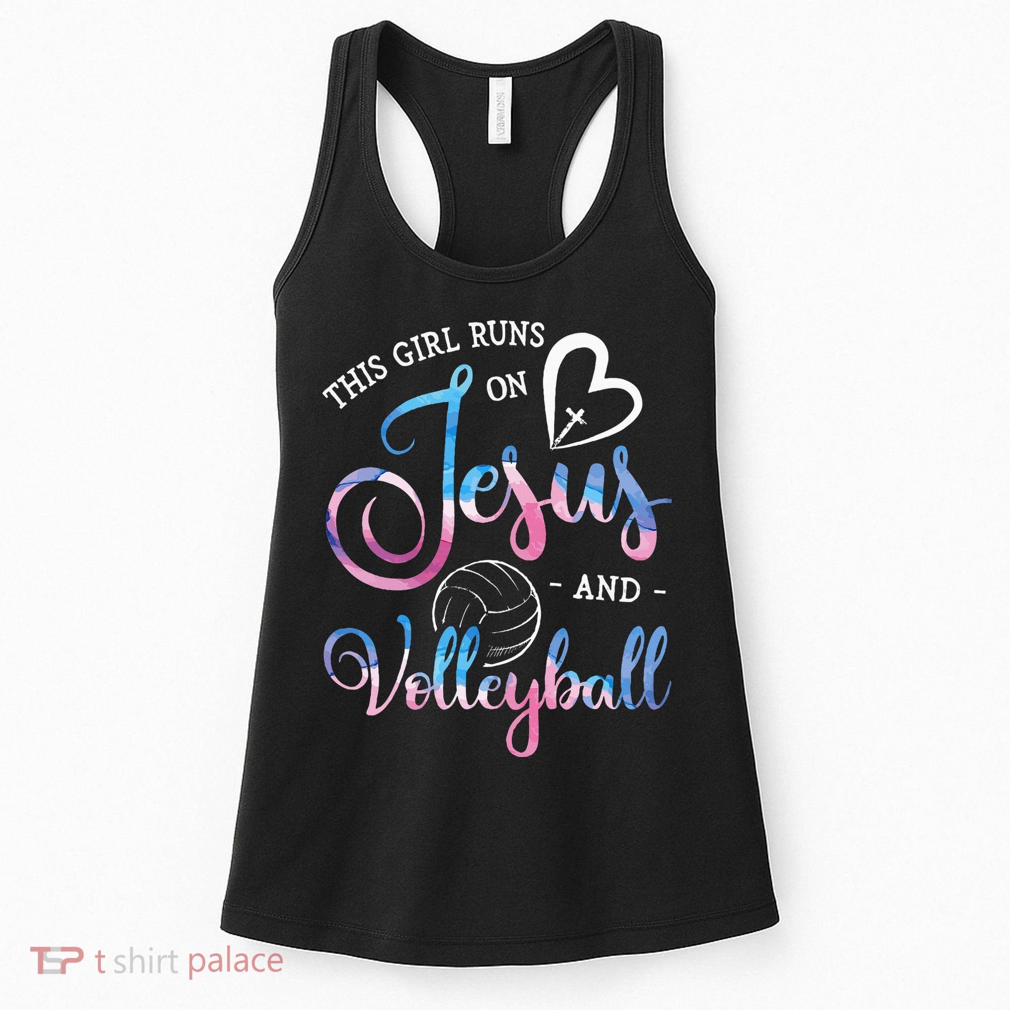 This Girl Runs On Jesus And Volleyball Player Christian Gift Women's Tank Top