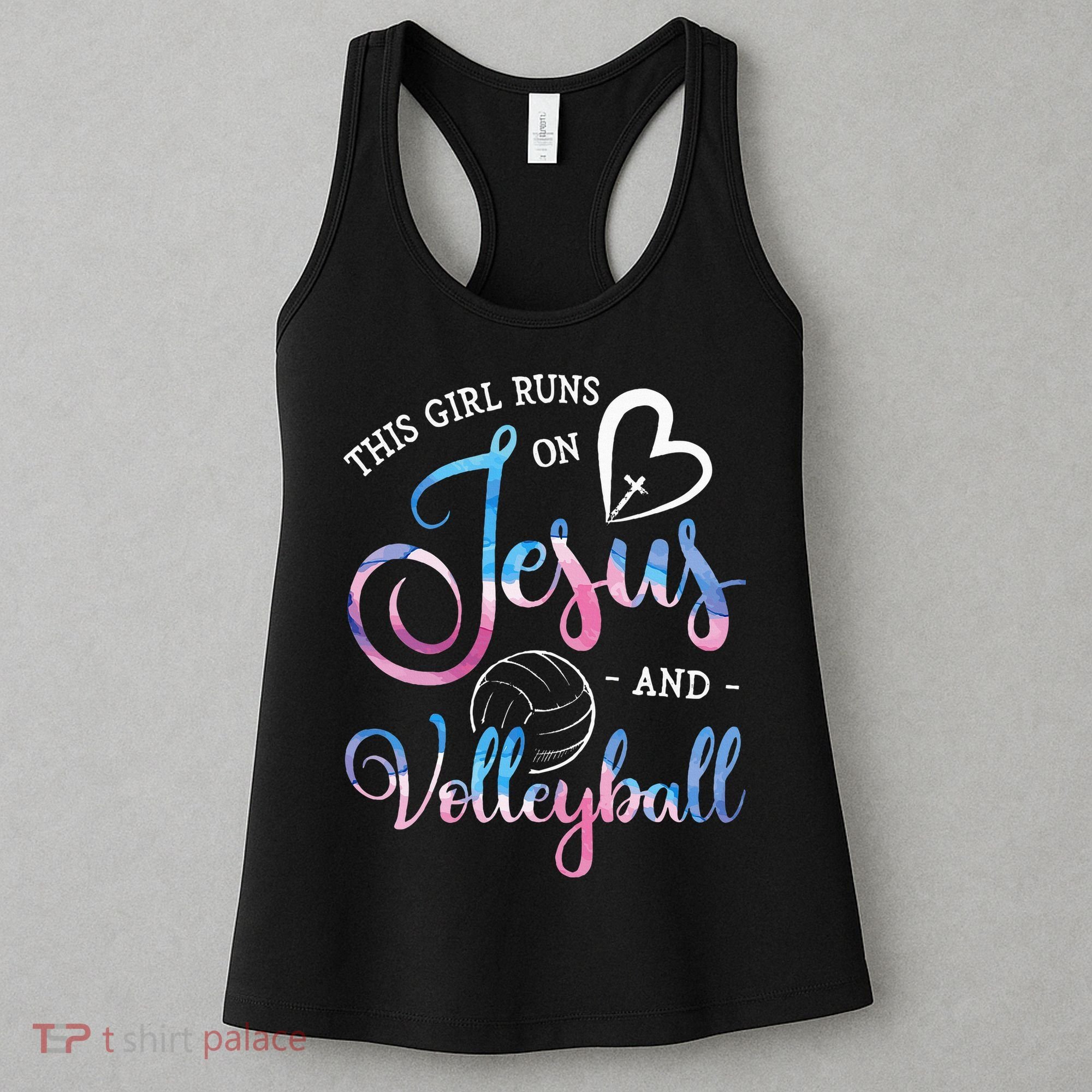 This Girl Runs On Jesus And Volleyball Player Christian Gift Women's Tank Top