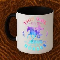 This Girl Runs On Jesus & Horses Christian Equestrian Riding Coffee Mug thumb 2