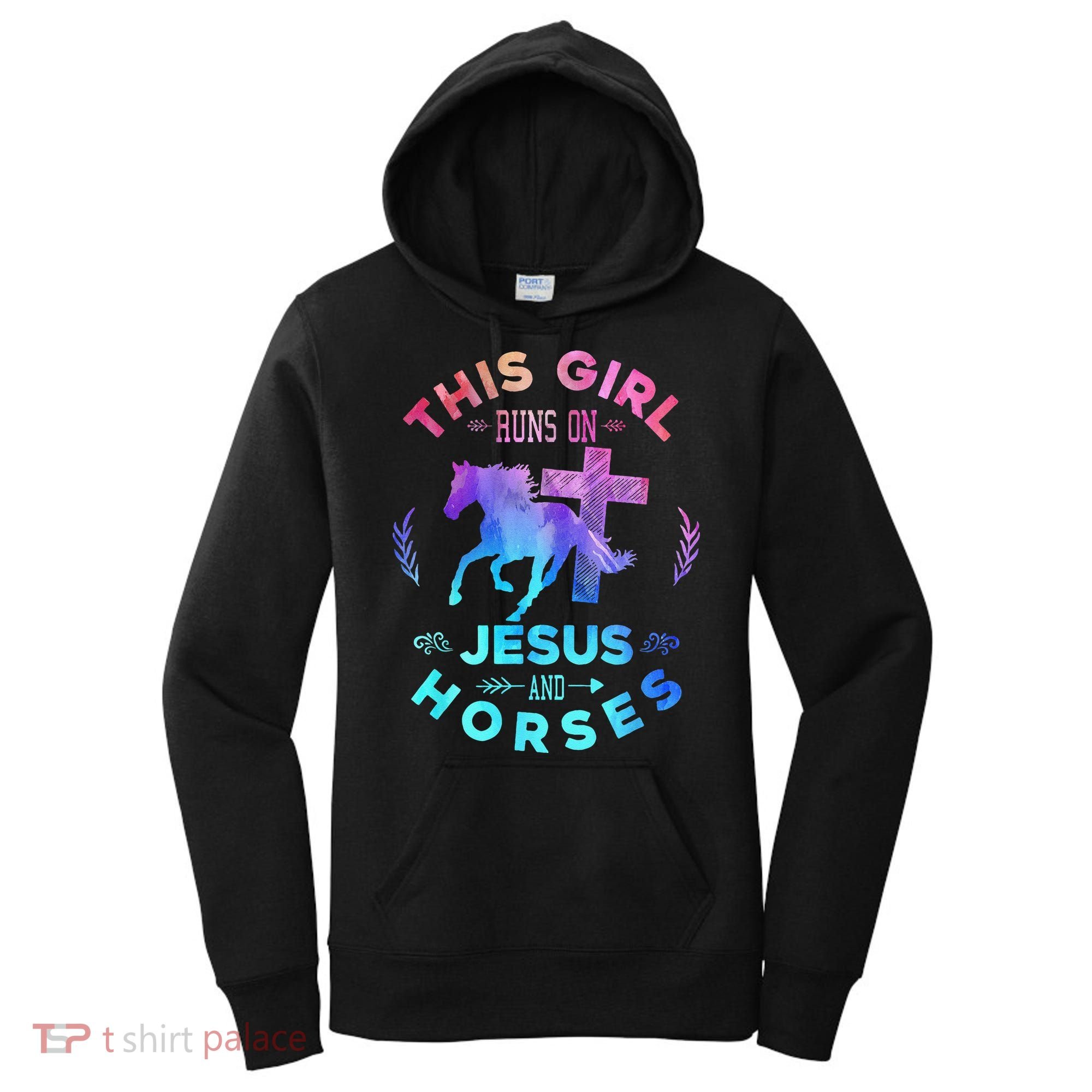 This Girl Runs On Jesus & Horses Christian Equestrian Riding Women's Hoodie