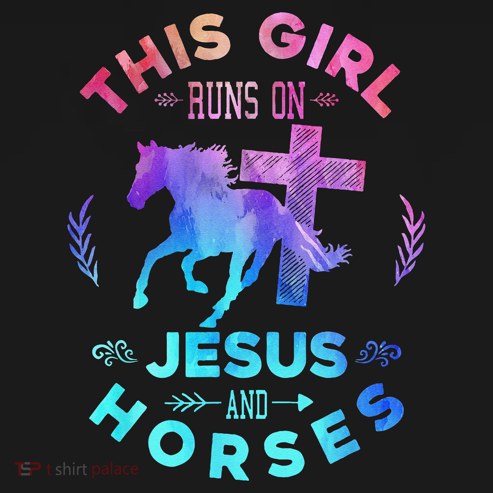This Girl Runs On Jesus & Horses Christian Equestrian Riding Women's Hoodie