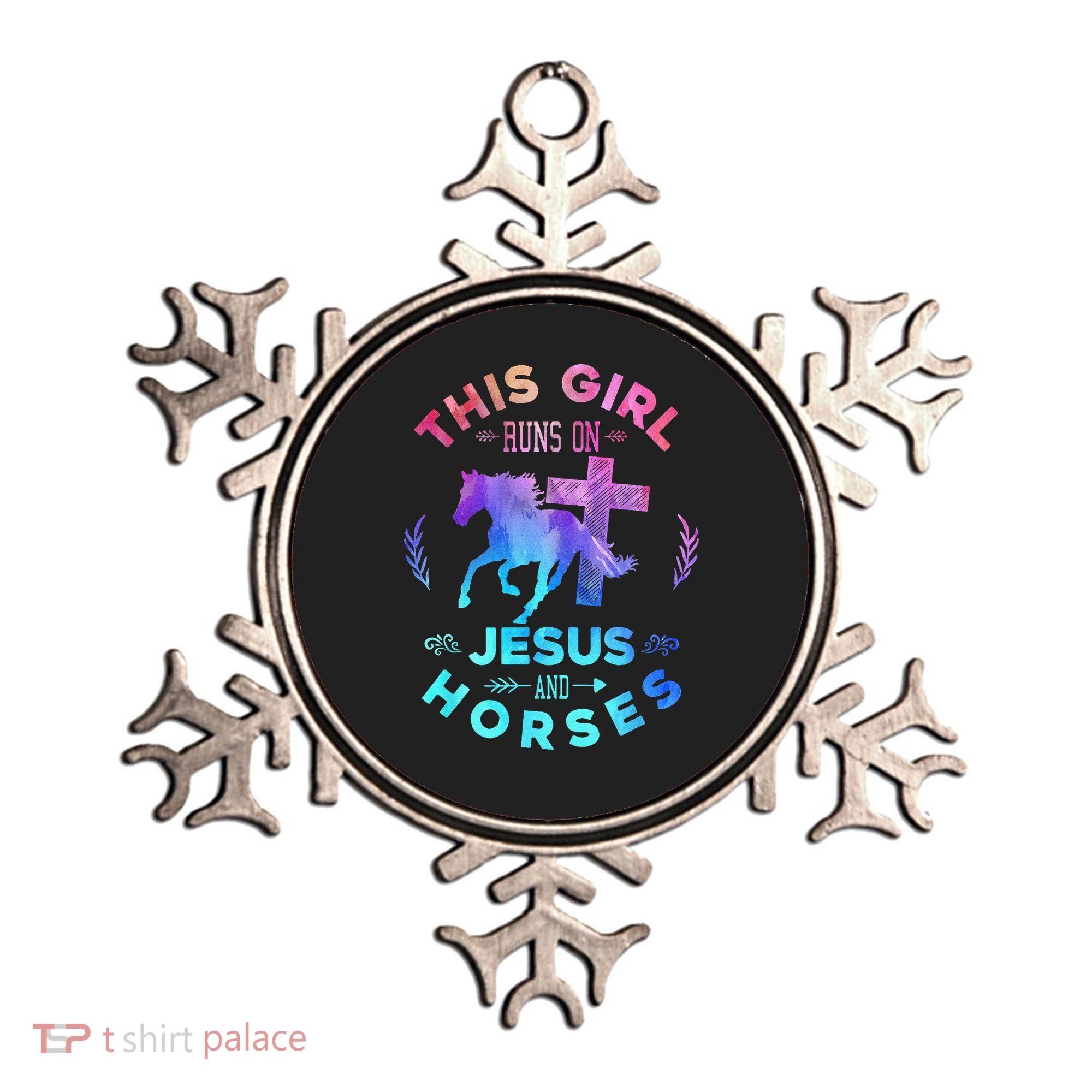 This Girl Runs On Jesus & Horses Christian Equestrian Riding Ornament