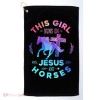 This Girl Runs On Jesus & Horses Christian Equestrian Riding Golf Towel thumb 0