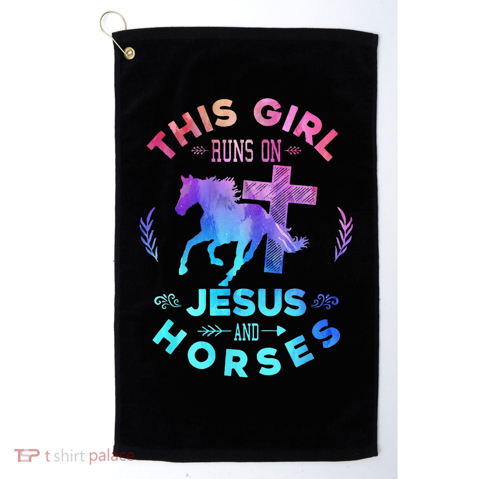 This Girl Runs On Jesus & Horses Christian Equestrian Riding Golf Towel