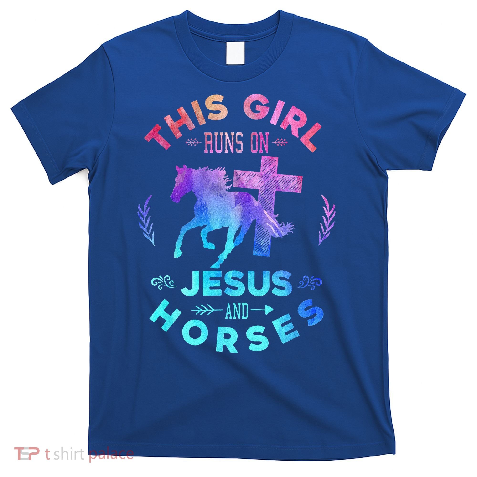 This Girl Runs On Jesus & Horses Christian Equestrian Riding T-Shirt
