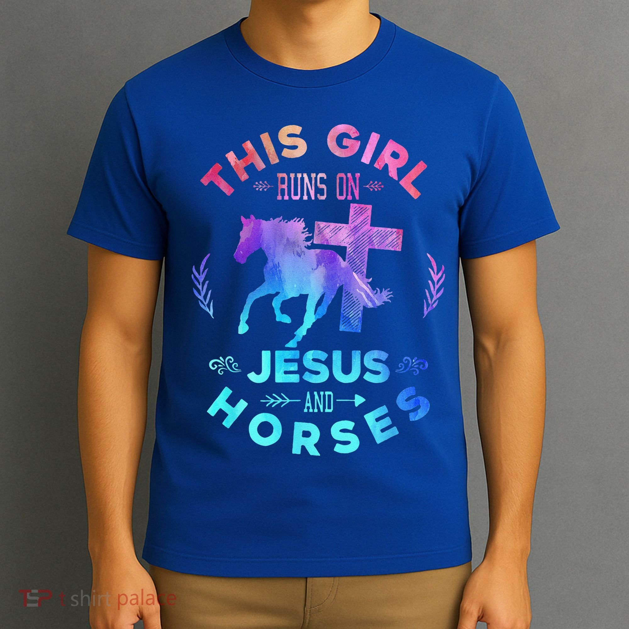 This Girl Runs On Jesus & Horses Christian Equestrian Riding T-Shirt