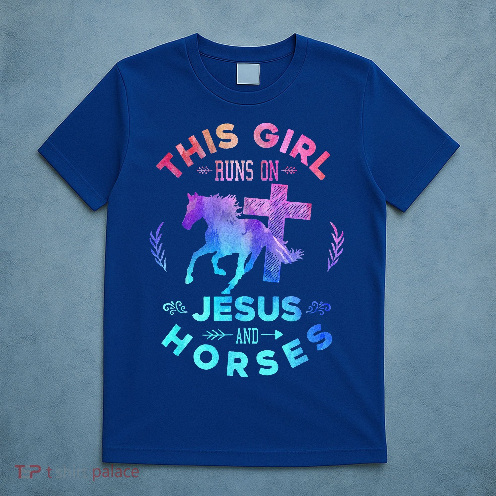 This Girl Runs On Jesus & Horses Christian Equestrian Riding T-Shirt