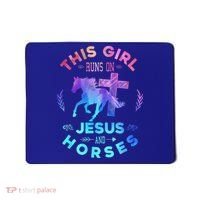 This Girl Runs On Jesus & Horses Christian Equestrian Riding Mousepad thumb 0