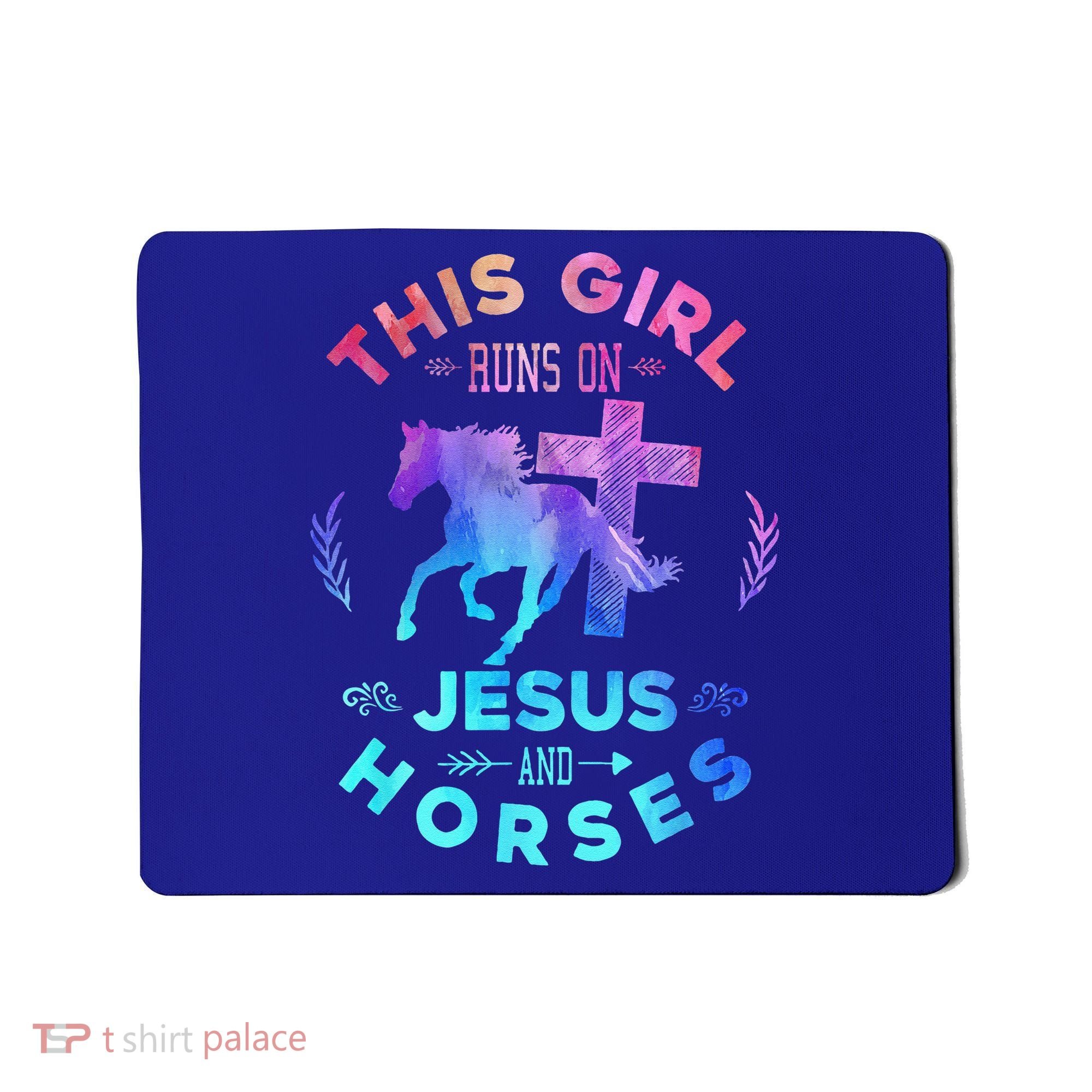 This Girl Runs On Jesus & Horses Christian Equestrian Riding Mousepad