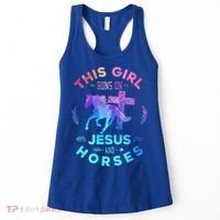 This Girl Runs On Jesus & Horses Christian Equestrian Riding Women's Tank Top thumb 0