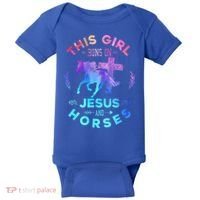 This Girl Runs On Jesus & Horses Christian Equestrian Riding Baby Bodysuit thumb 0