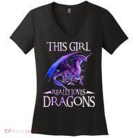 This Girl Really Loves Dragons Dragon Lover Women's V-Neck T-Shirt thumb 0