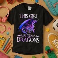 This Girl Really Loves Dragons Dragon Lover Kids T-Shirt thumb 3